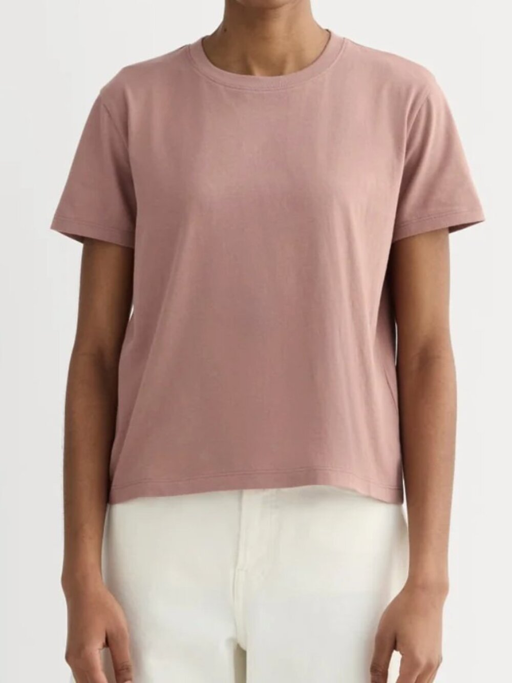 Everlane Organic Cotton Box-Cut Tee Dark Pink Short Sleeve Crop Top Size Small